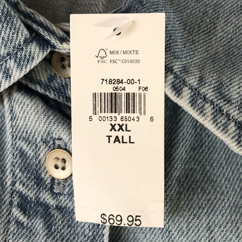 GAP Women’s Light Wash Denim SS Cropped Shirt Button Down Size XXL Tall NWT - Picture 15 of 16